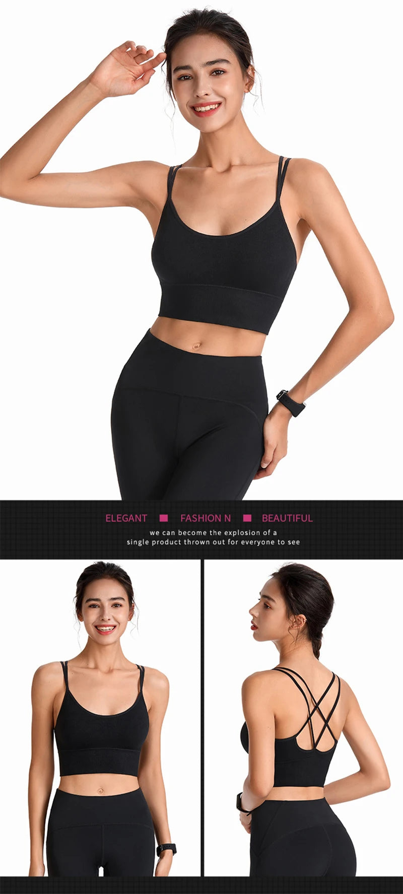 Sports Bra Womens Cross Back Sport Bras Padded Strappy Cross Cropped Bras Yoga Crop Top Workout Fitness Bras Bralette