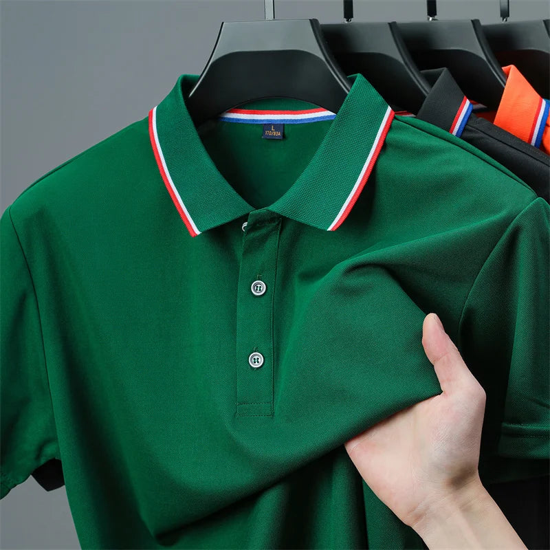 Men's Casual Solid Color Short Sleeve Polo Shirt  Summer Fashionable Comfortable Versatile Top for Men
