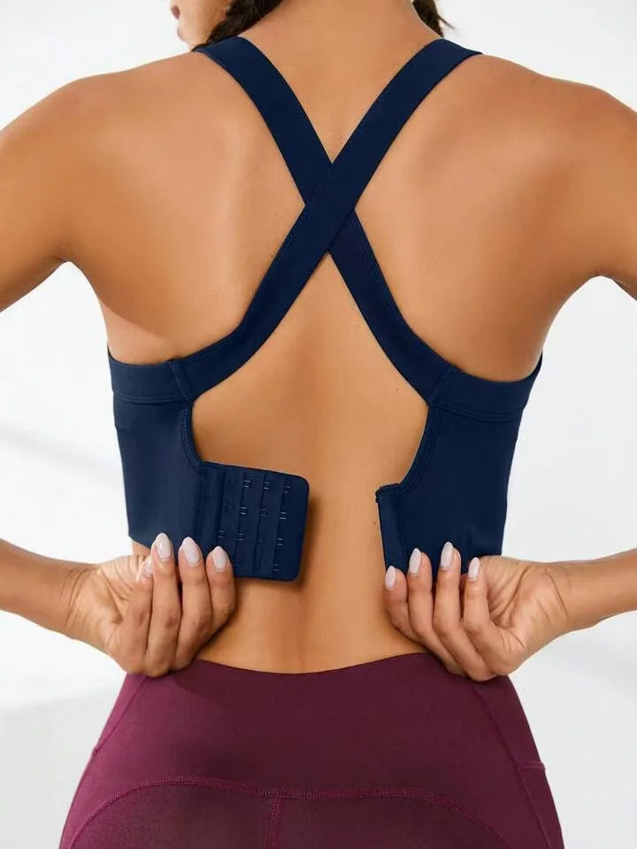 Sports and Beautiful Back Bra Set, Cross-Back Sports Bra, No Chest Pad, Adjustable Size, and Can Be Worn Inside Normally