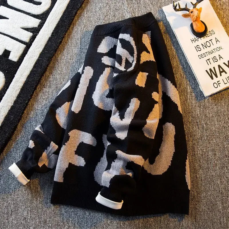 Graphic Knit Crew Pullover Sweater