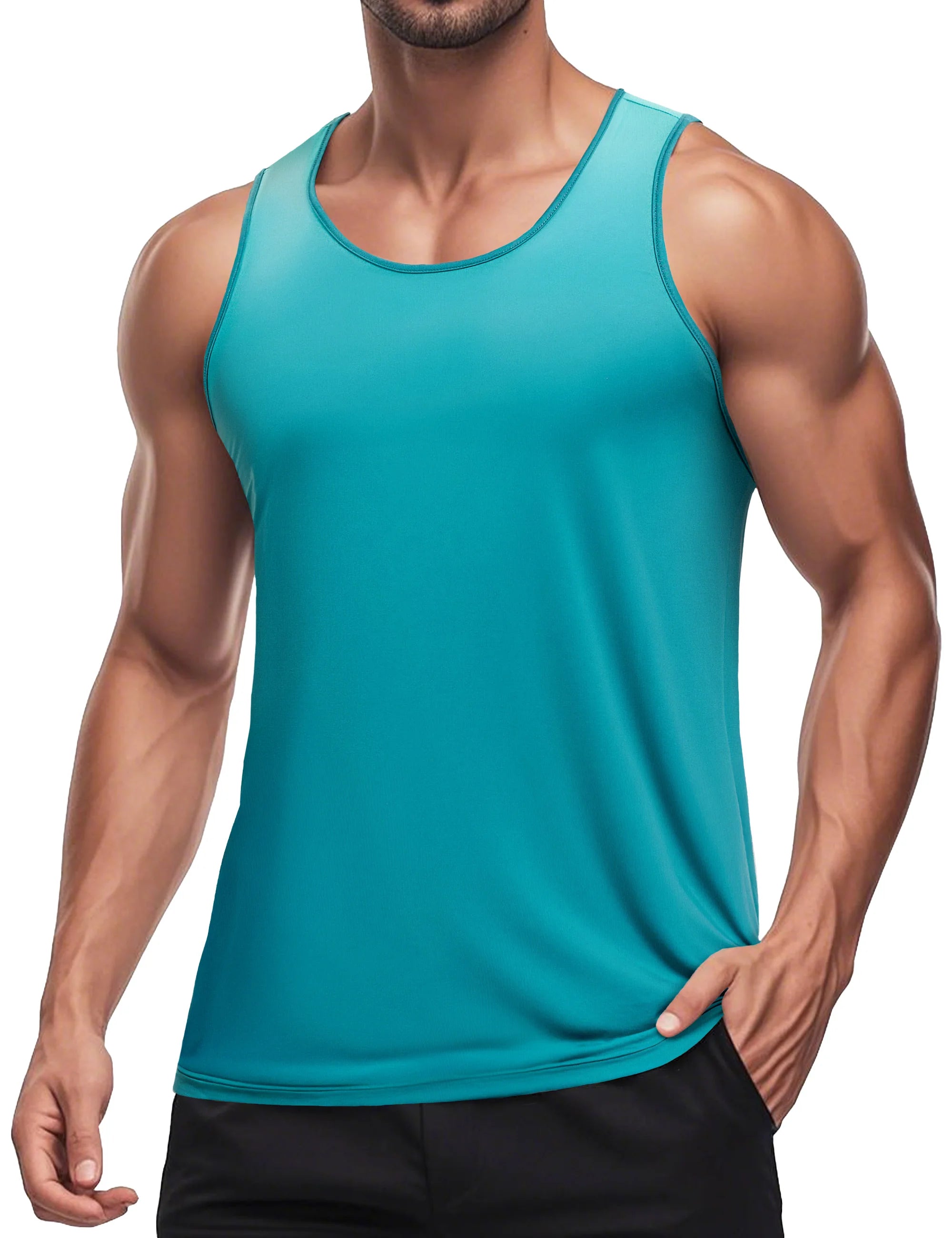 TACVASEN Men's Muscle Tank Top Quick Dry Sleeveless Workout Gym Shirt Athletic Running Fitness Lightweight Stretch Summer Top