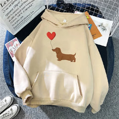 Cute Dachshund Graphic Slim Hoodie