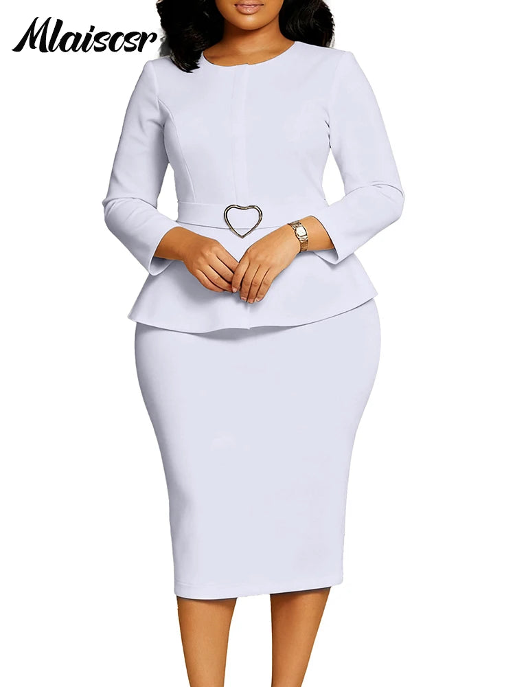 Pencil Midi Dress with Waist Sash