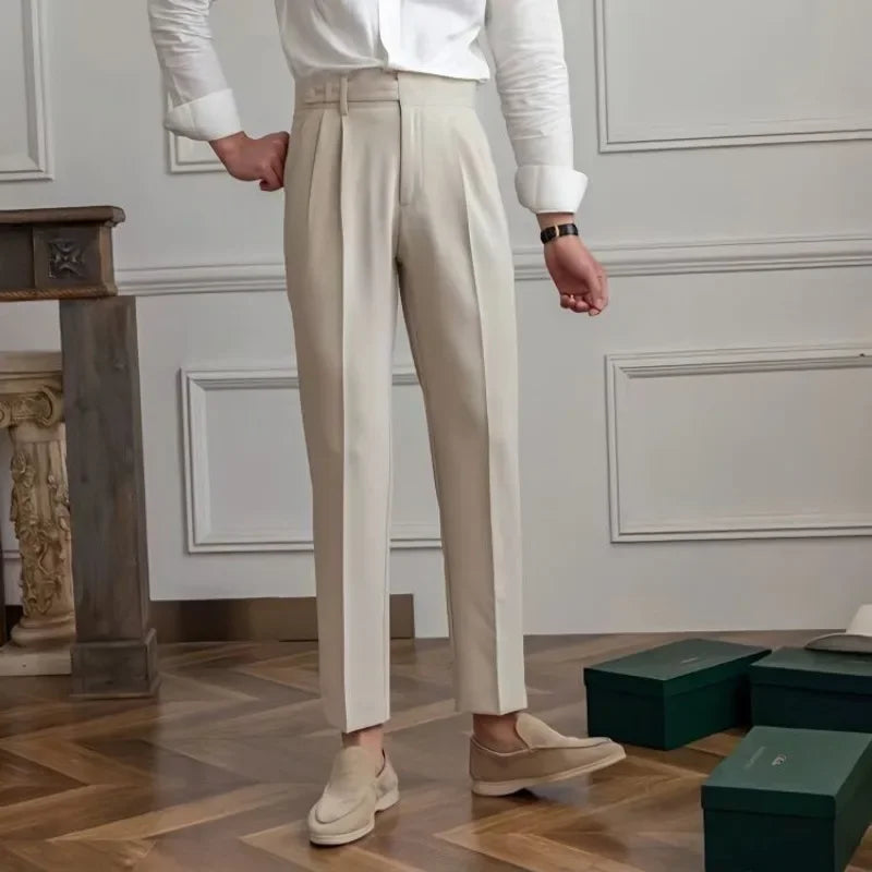 Classic Pleated Business Suit Trousers