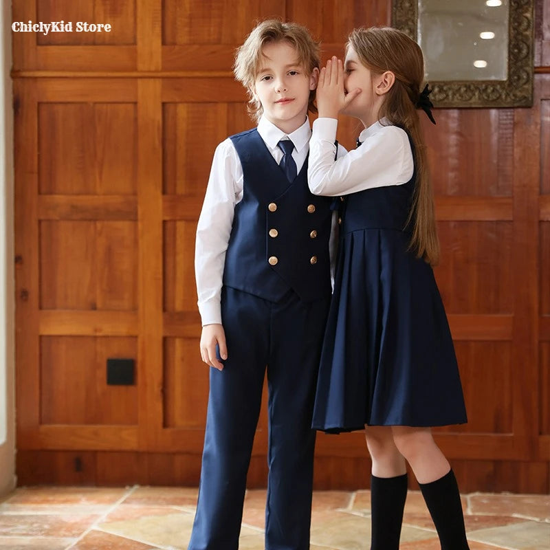 British Style Kids Vest Suit