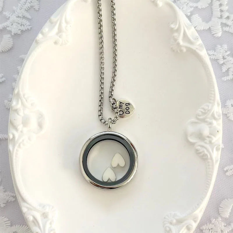 Pet Souvenirs Can Hold Cat or Dog Hair Necklaces, Pendants, Alloy Glass Photo Frames, Pendants, and Pet Accessories
