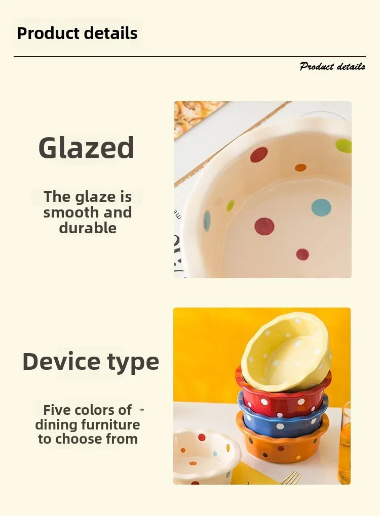 Pet Bowl Cute Ins Storm Dot Ceramic Bowl Dessert Breakfast Bowl Home Cat Dog Bowl Feeding Basin  Cat Caramics Supplies