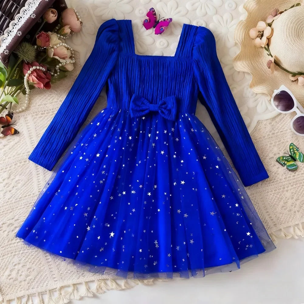 Christmas Bow Princess Girls Dress