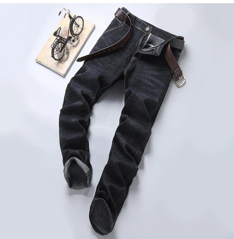 2025 Men's Jeans Casual Stretch Classic Blue Black Denim Pants Men's Texture Jeans Versatile Item Interprets Denim Fashion offic