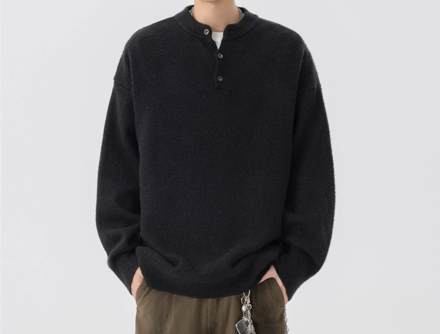 Knitted Sweater Men's Spring and Autumn Loose Casual Hoodie