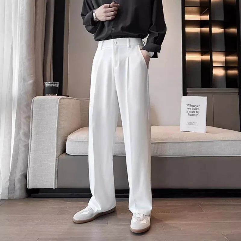 Classic White Wide-Leg Dress Pants