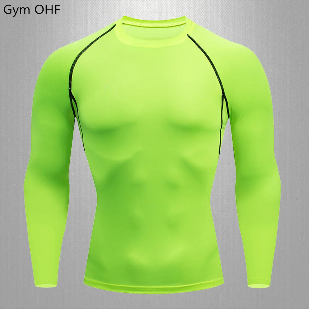 Gym Fitness T Shirt Men's Short Sleeve Summer Boxing Jersey Legging Men Rashguard Compression Pants Quick Dry Tight T-Shirts Men