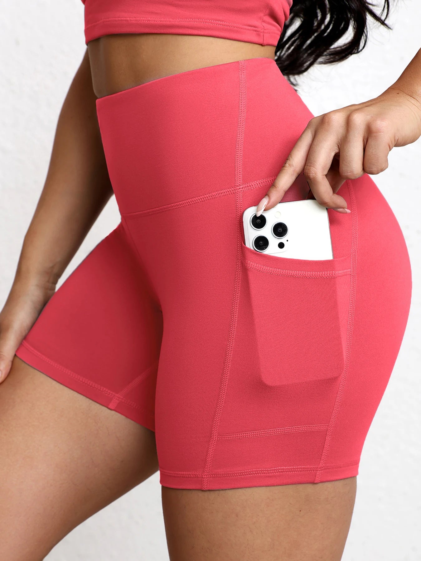 Yoga Shorts with Pockets High Waist Butt Lifting Cyclings Tights Outdoor Workout Jogging Shorts Sportswear Gym Running Short