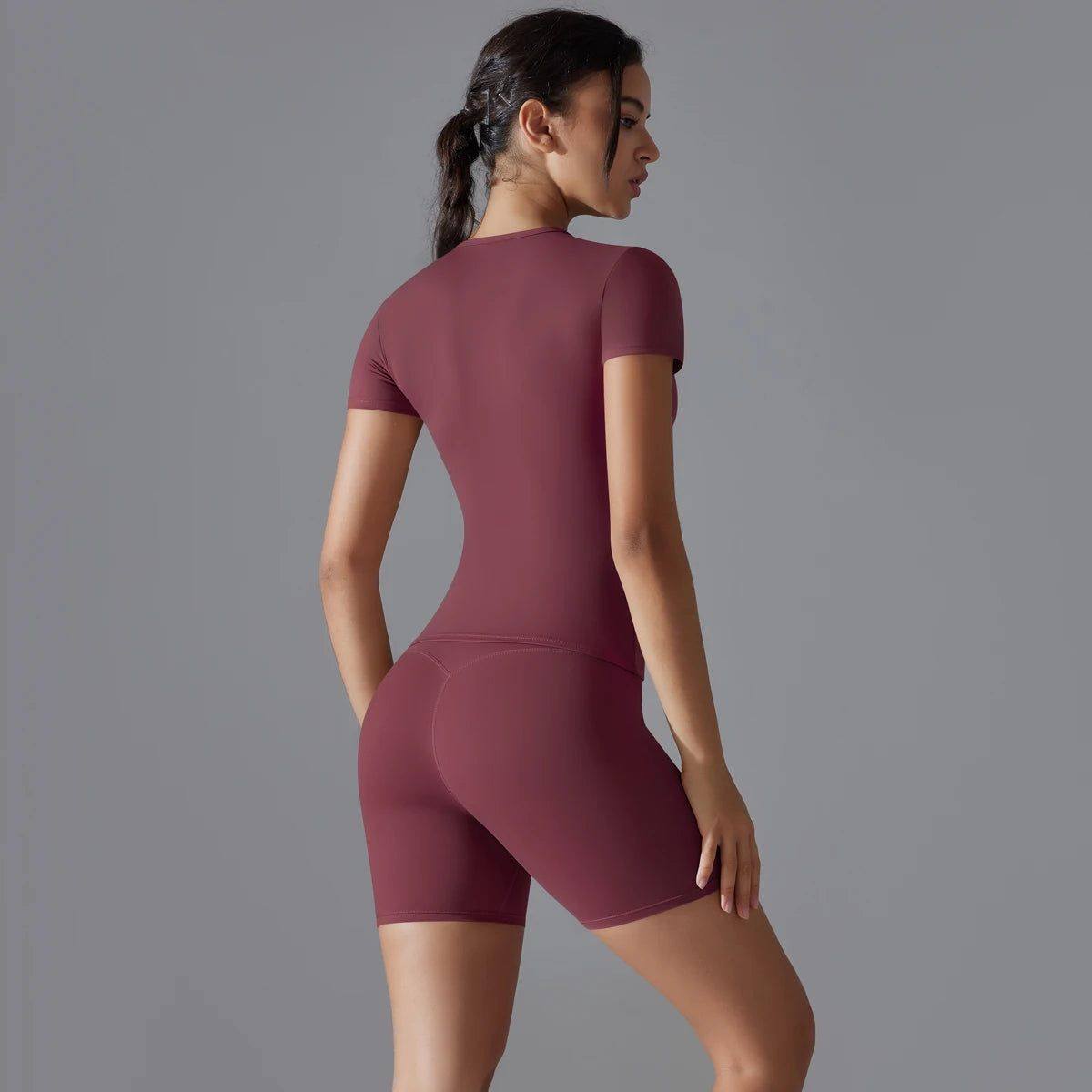 Yoga Set Women Sports Short Sleeve Top With High Waist Leggings Running Jogging Workout Clothes Sports Fitness Gym Sets