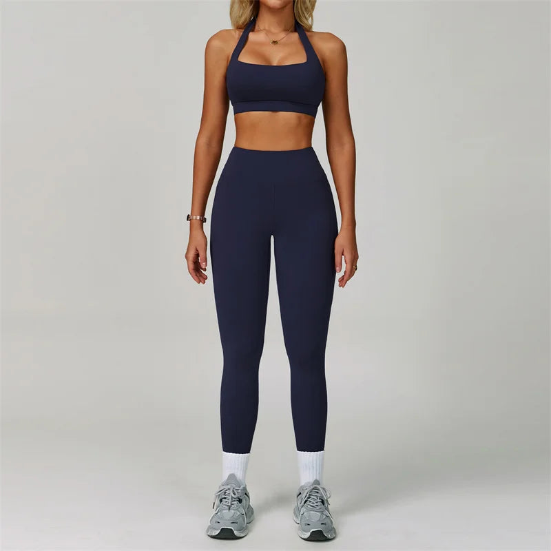 TRY TO BN Gym Sets Woman 2 Piece Yoga Backless Top Women's Tracksuit High Waisted Leggings Butt Lifting Fitness Workout Clothes