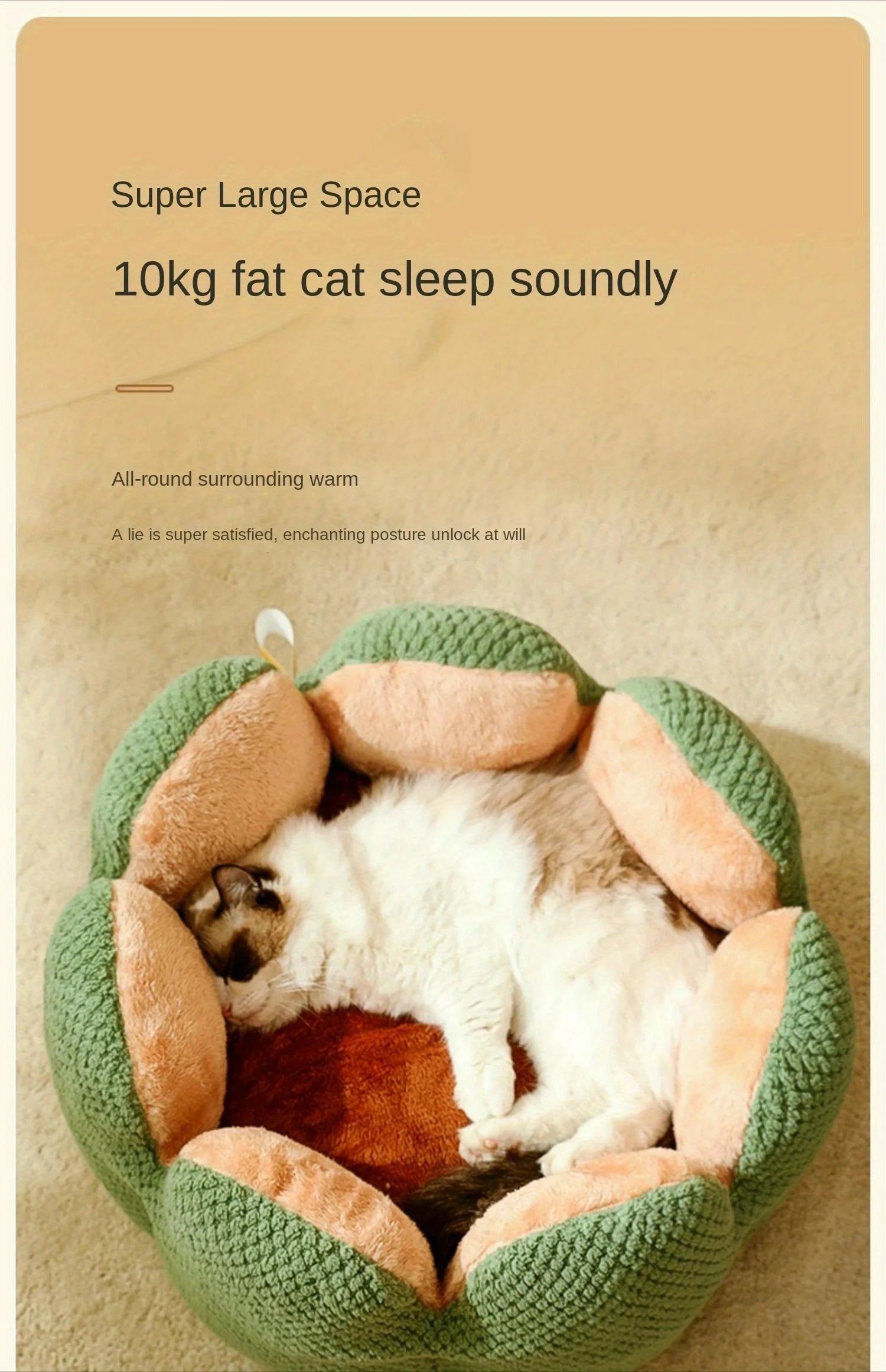 Petal Shaped Pet Bed, Plush Round Dog & Cat Cushion Mat with Knitted Texture, Ultra Soft Warm Nest for Kittens Puppies in Winter