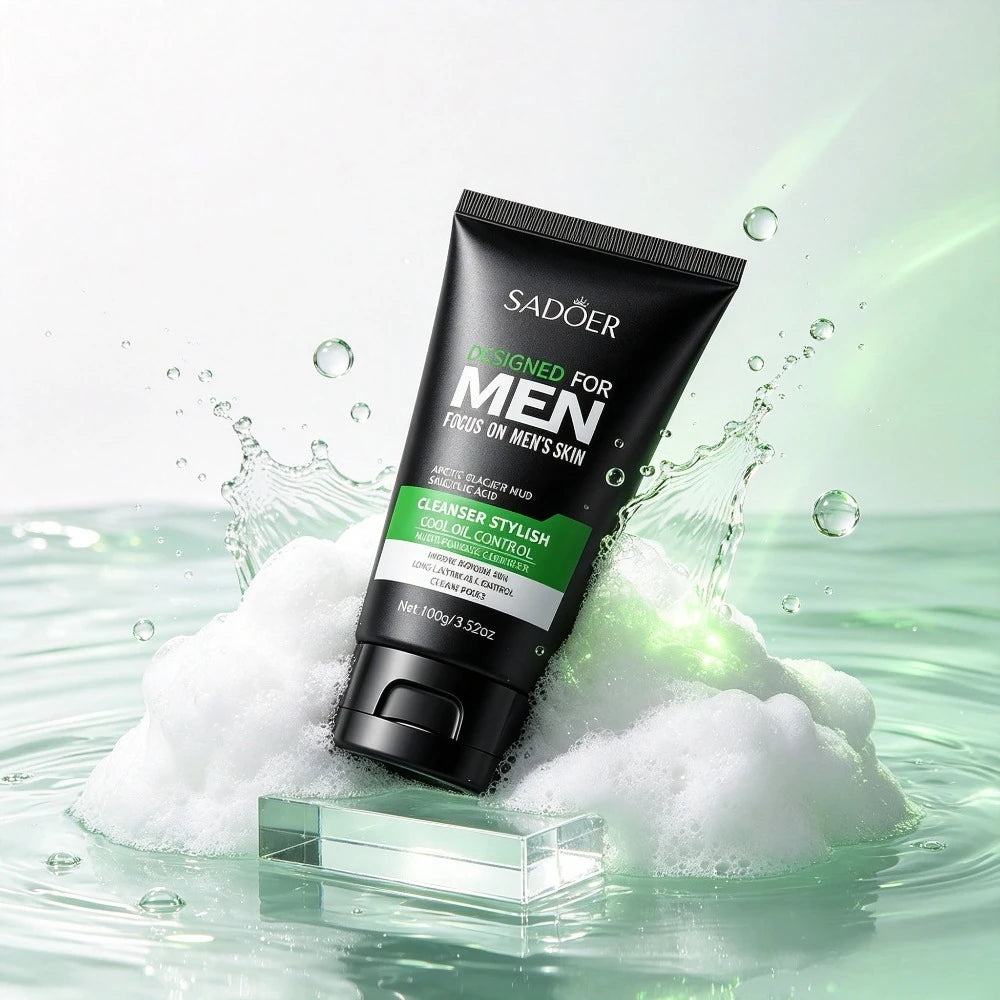 Men Glacier Mud Salicylic Acid Cleanser Long Oil Control Deep Purify Pores Wash Daily Grime Soft Coarse Skin Facial Cleanser