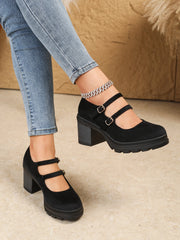 Women Square Heel Mary Jane Pumps