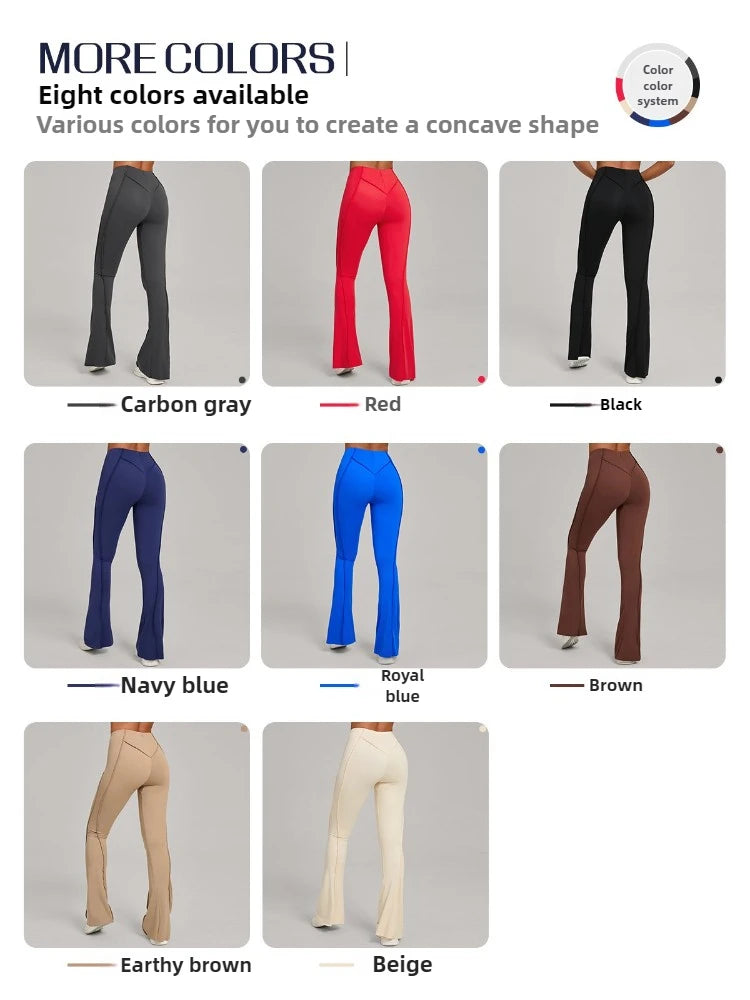 Gym Workout Women's Wide-Leg Tight-Fitting Hip-Lifting Yoga Flared Pants Dance High-Waist Flared Casual Outdoors Sports Trousers