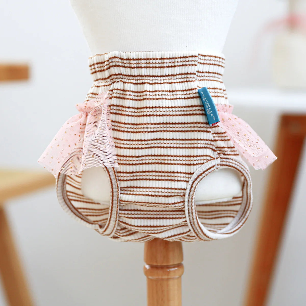 Striped Cotton Puppy Panties Set