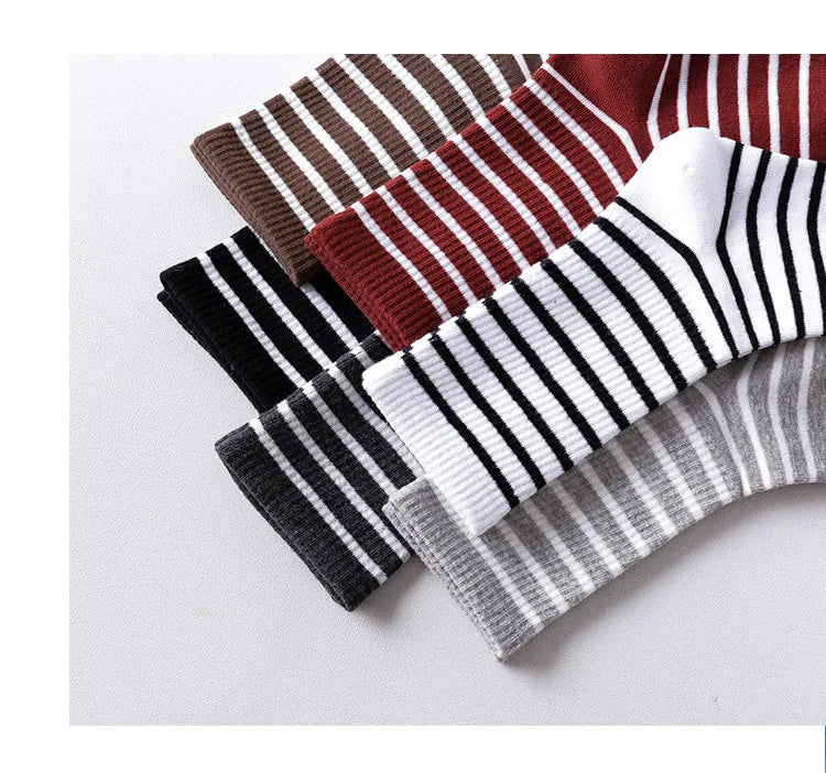 Colorful Striped Cotton Crew Socks
