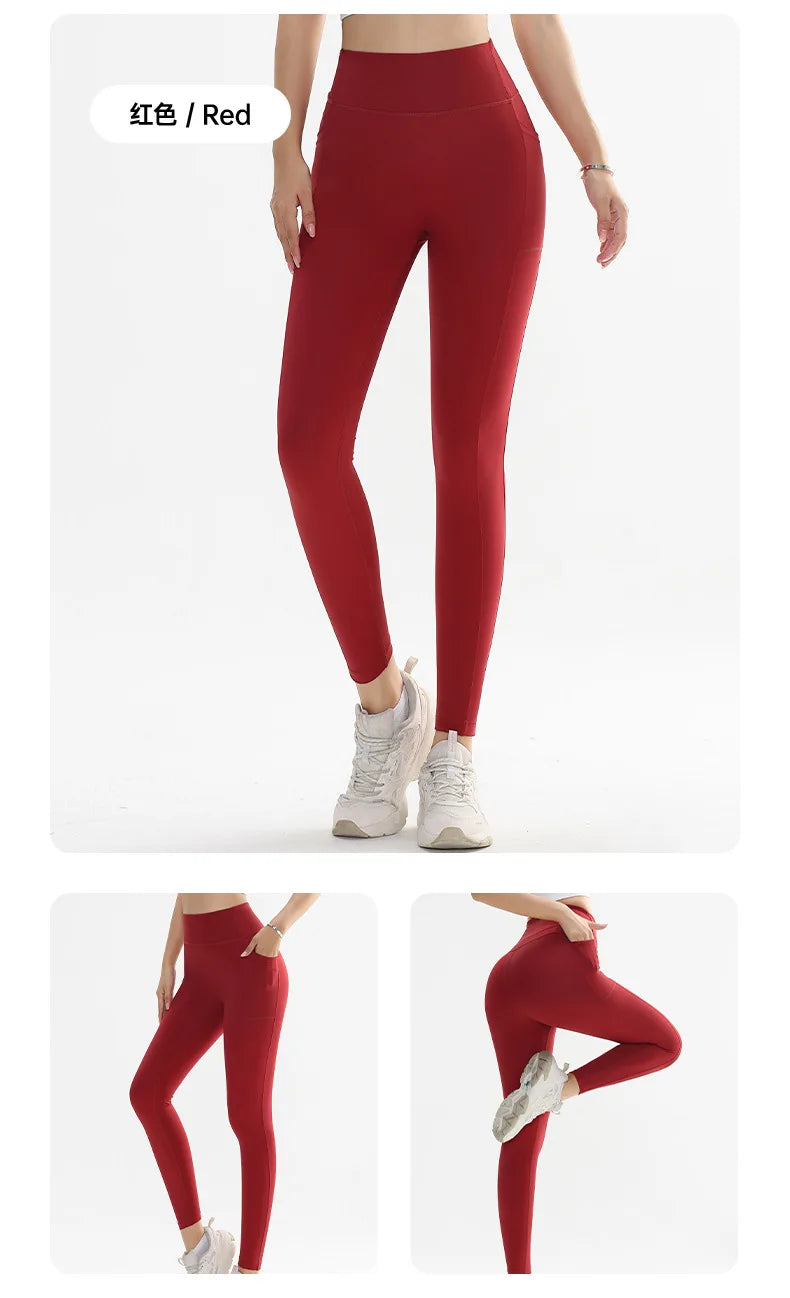 Yoga Leggings for Fitness Legging Sport Side Pocket Pants Female Soft High Waist Leggins Push Up Gym Tights Women