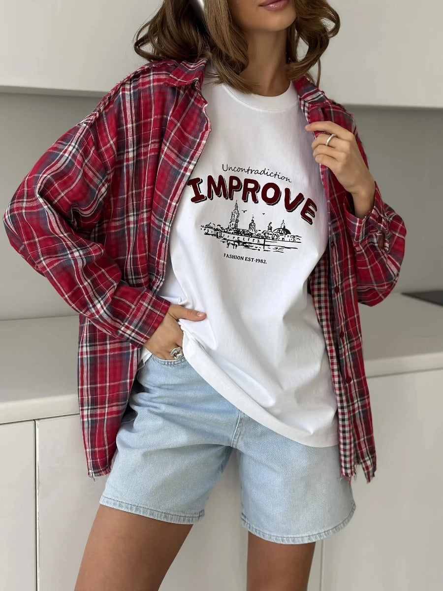 Vintage Cotton Printed Casual Tee