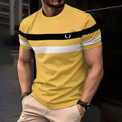 Men’s 3D Print Color-Block Stripe T-Shirt