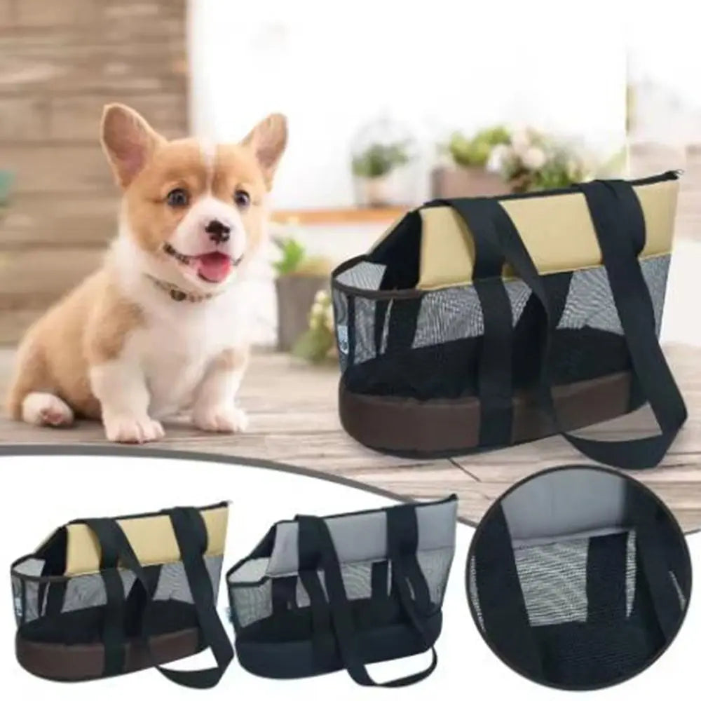 Practical Oxford Cloth Pet Carrier Black Foldable Pet Bag Breathable Lightweight Pet Backpack Hiking Trip