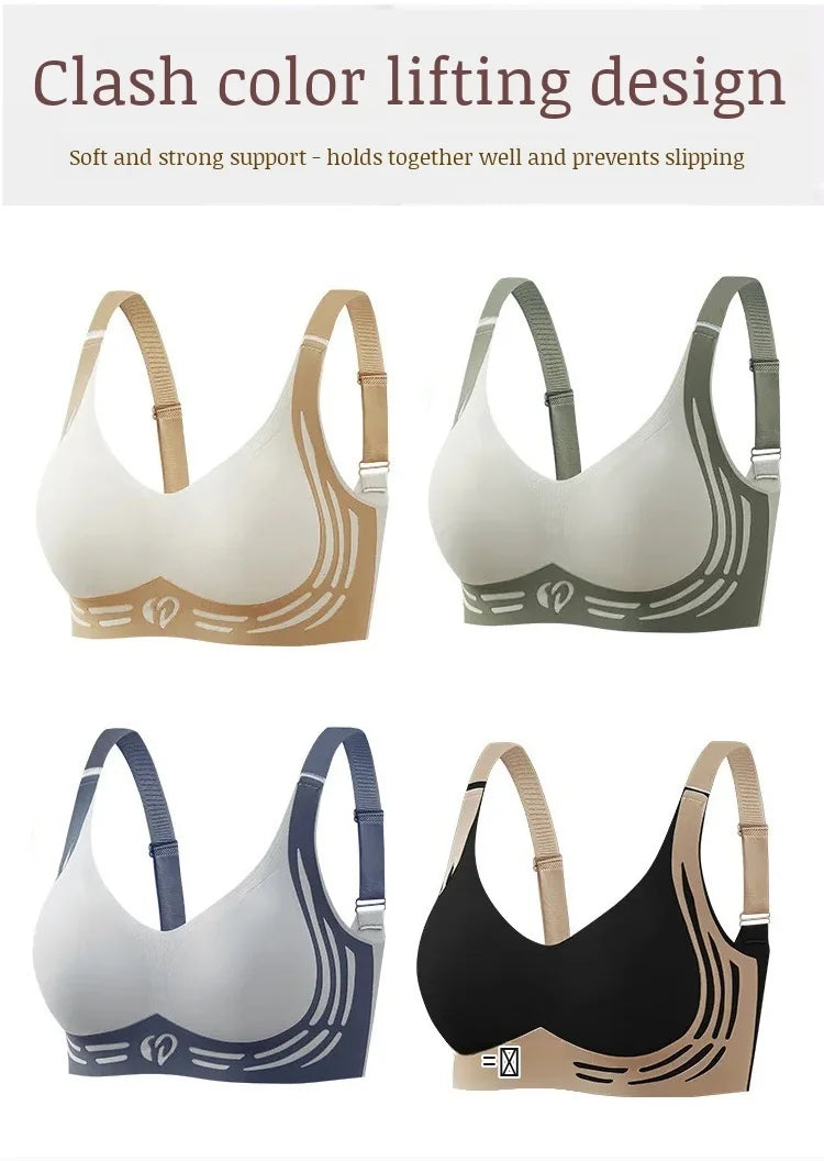 Women's Sports Bra AntiSagging Adjustable Small Breasts Love Heart Color Collision  Seamless High Elasticity Lift Shapewear