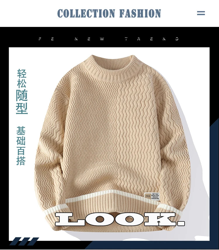 Men Casual Comfortable Warm Sweaters men round neck  Solid knitwear Men's High-Quality Fashion Trend Sweater 2025 Autumn/Winter