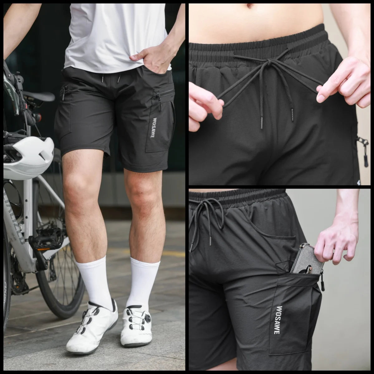 WOSAWE MTB Shorts Summer Men Cycling Shorts 2 in 1 Mountain Bike Padded Shorts Double Layer Downhill Bike Quick Dry Short Pants