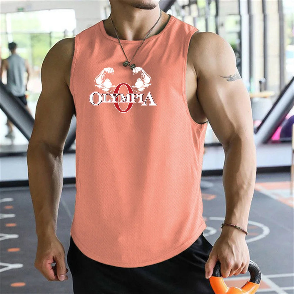 2026  Bodybuilding Sports Tank Tops Men Gyms Fitness Workout Sleeveless Shirt Male Summer Loose Undershirt Running men Vest