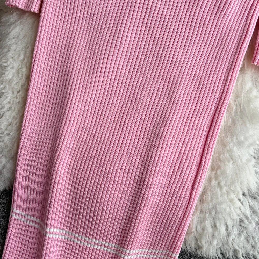Elegant Rib Knit Pencil Dress