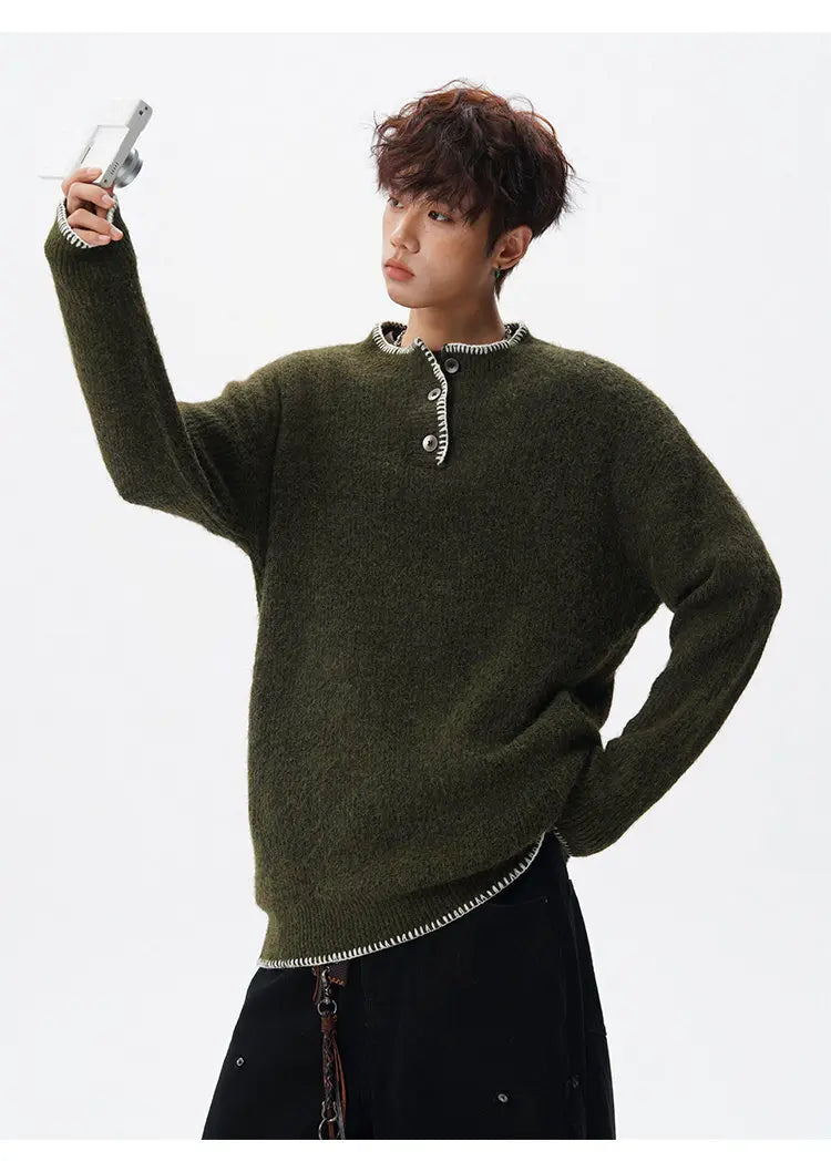 Korean Button Knit Pullover