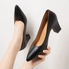 High Heels Women 2025 Summer New Pointed Shallow Mouth Work Shoes Thick Heel Fashion Versatile High Heels