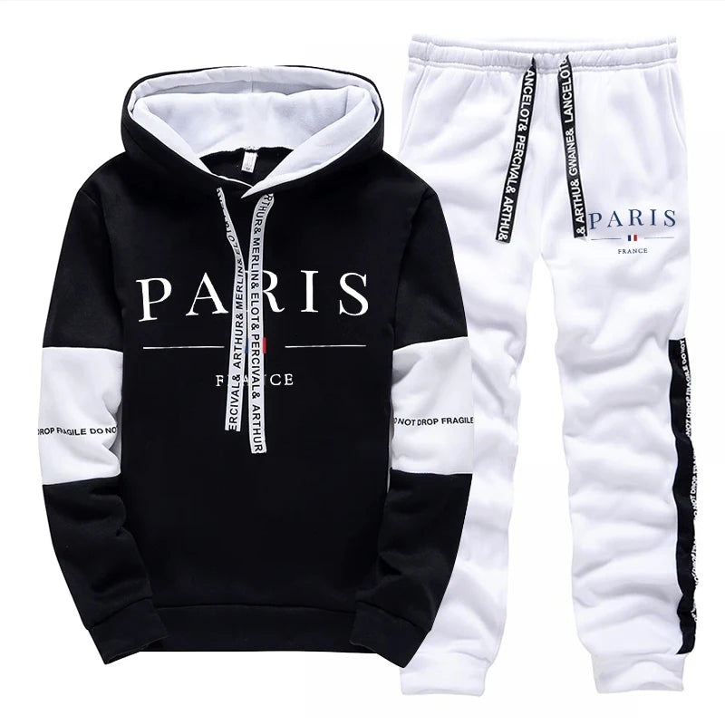 Men's Tracksuit 2 Pcs Sets Print Casual Hooded Sweatshirts Outdoors Sports Jogging Clothing Classic Fashion Single Hoodie Pants