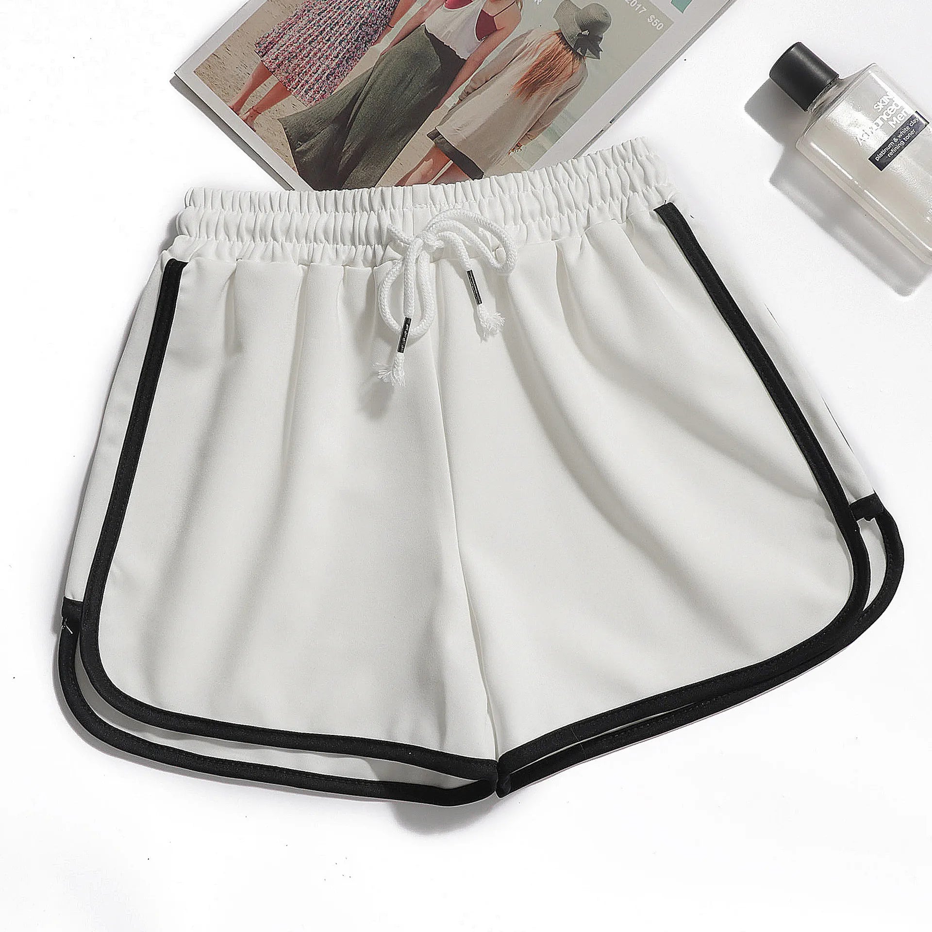 Women Yoga Shorts Summer Outer Wear Mid-Waist Casual Loose Straight Pants Lady Stylish Thin Breathable Wide Leg Gym Short Pants