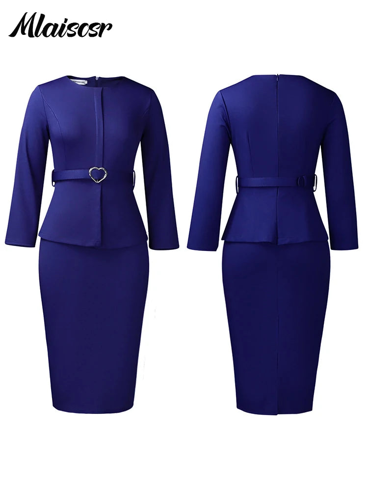 Pencil Midi Dress with Waist Sash