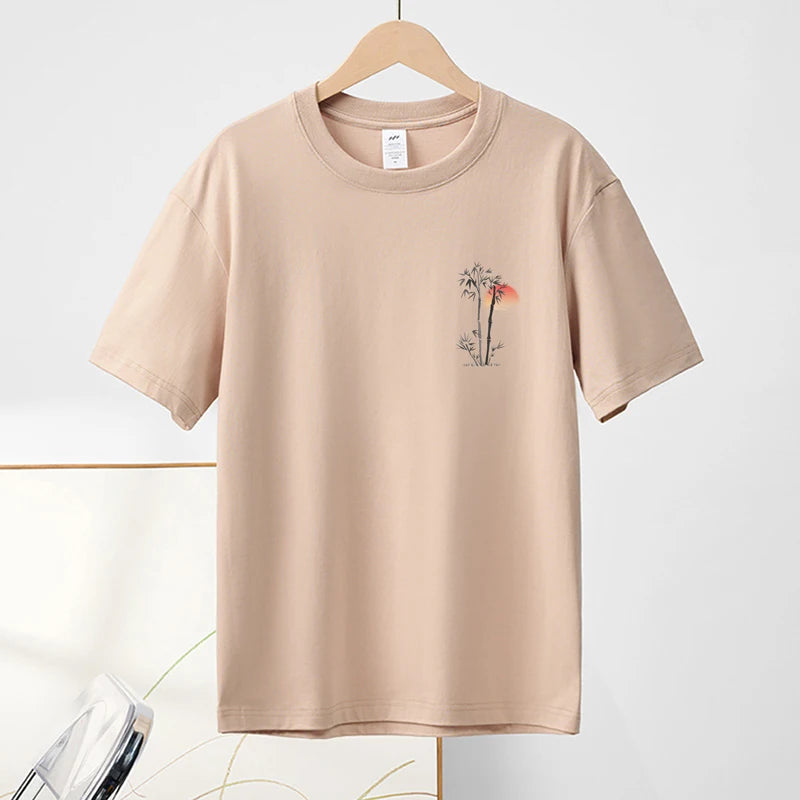 Chinese Print Cotton Summer Tee