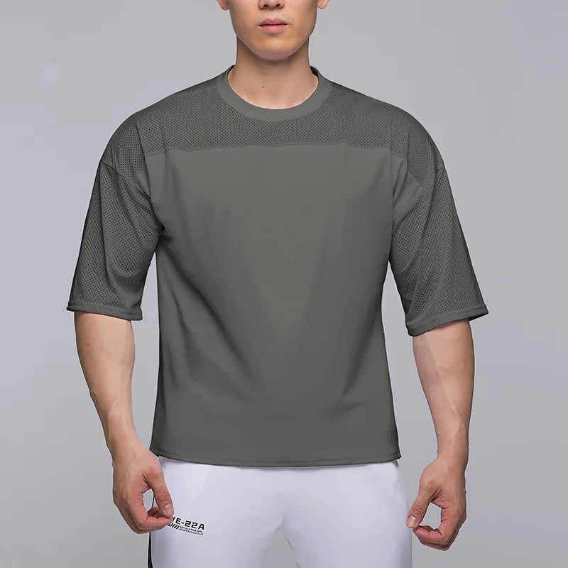 2023 Summer Gym T-Shirts fitness Oversized Breathable Men T Shirt High Quality Bodybuilding Men Clothes Top Tee