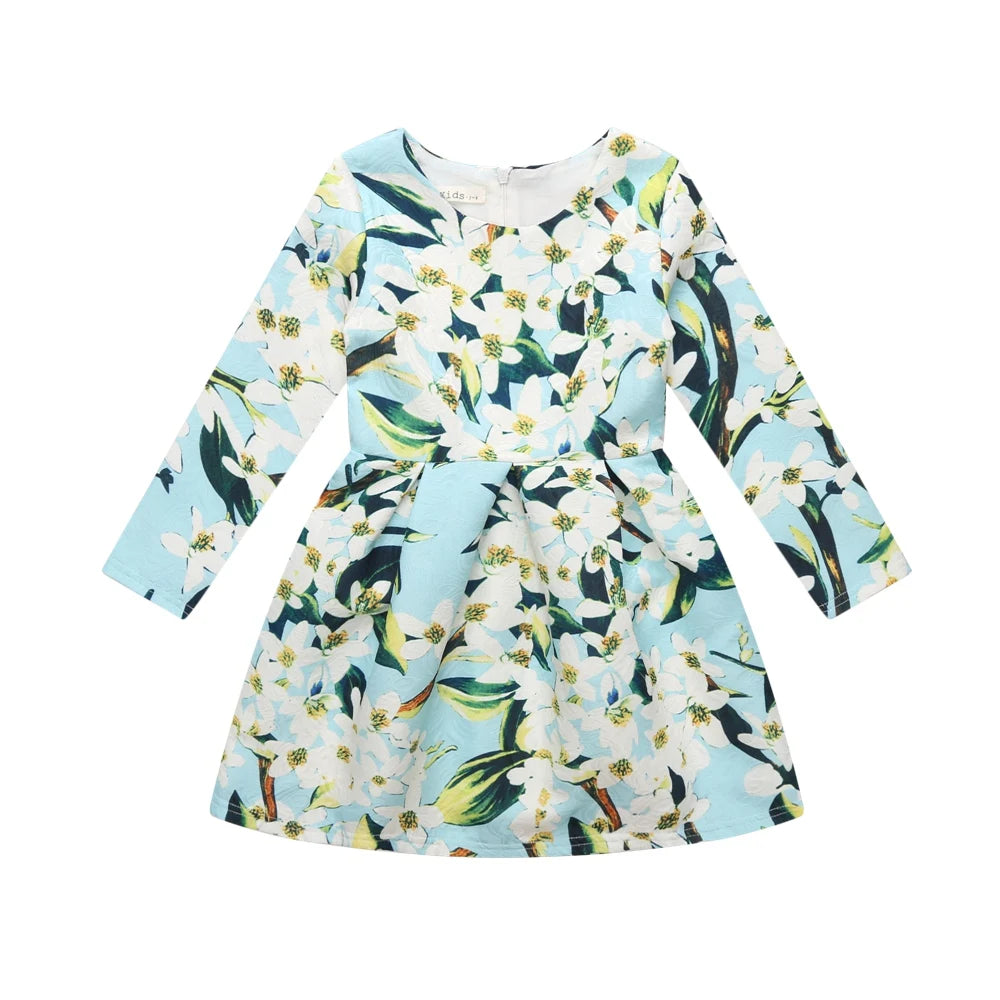 Printed Flower Casual Girls Dress