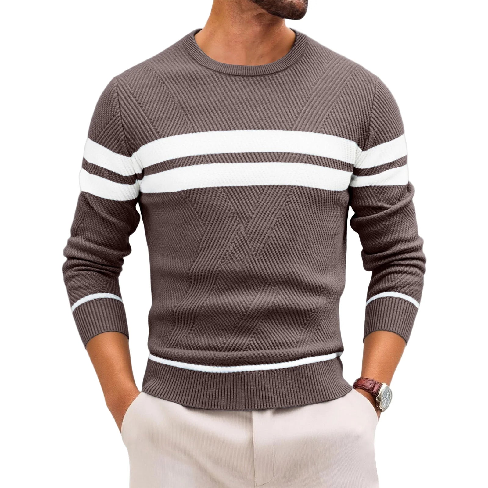 Slim Striped Knit Pullover