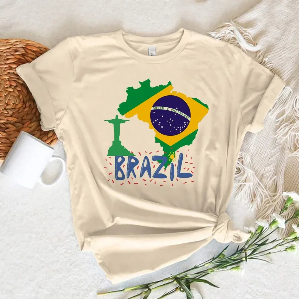 Women T-shirts Brazil T-shirts Women Y2K Graphic Funny Tee Female Harajuku Clothes