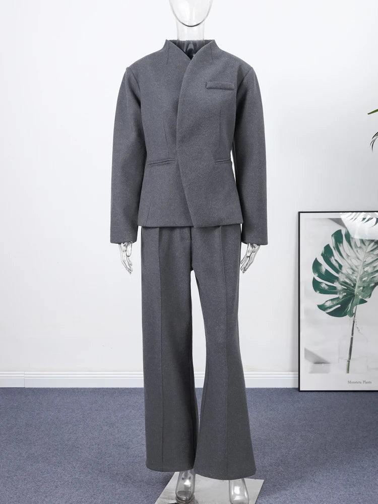 Elegant V-Neck Office Suit Set