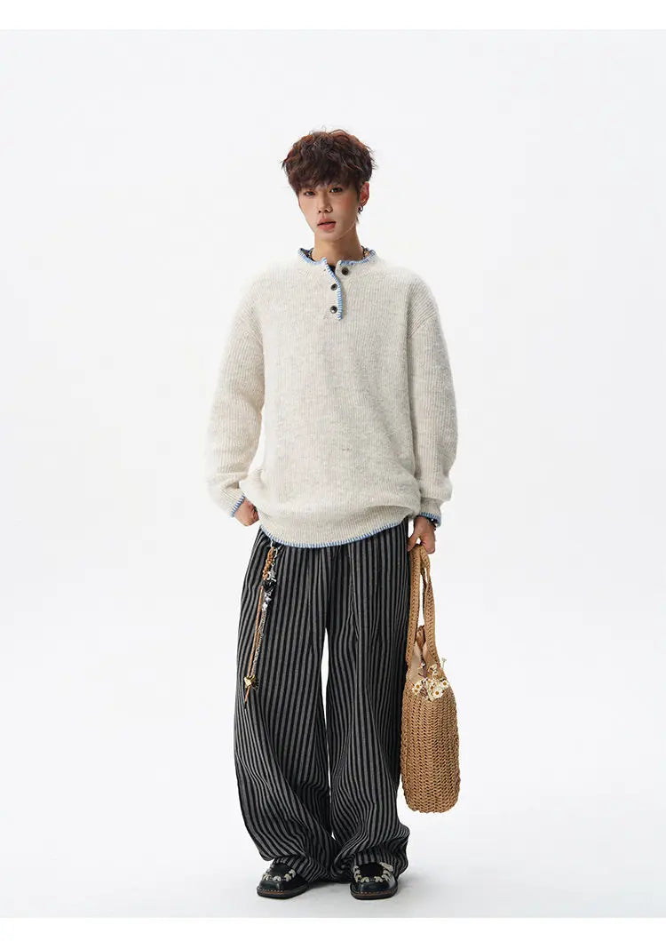 Korean Button Knit Pullover