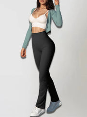 Solid Leggings for Women Seamless Knit Yoga Pants Flared Trousers High Waist Hip Liftting Tights Slim Casual Sports Leggings