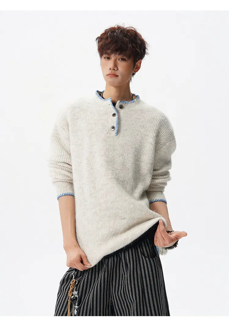 Korean Button Knit Pullover