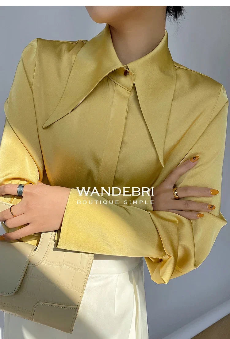 Elegant Satin Office Casual Shirt