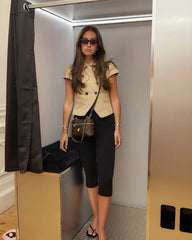 Women's Jacket 2026 New Fashion Double-Breasted Short-Sleeve Slim Jacket for Women Summer Ladies Outerwear Casaul Chic Women Top